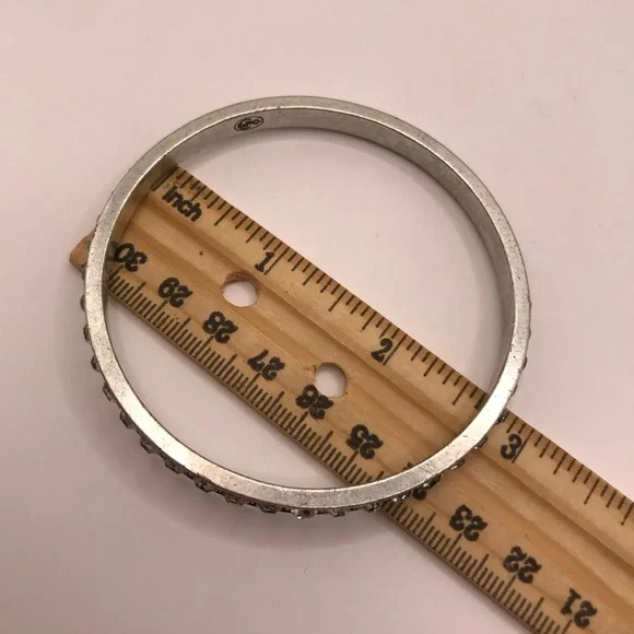 Premier Designs Antique Silver-Tone & Rhinestones Bangle Bracelet - Picture 5 of 7